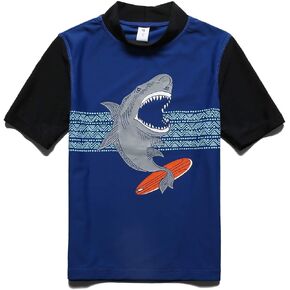 PHIBEE Boys' Short Sleeve Rash Guard Shirt UPF 50+ Sun Protection Swimwear