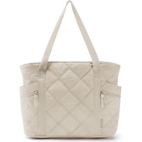 BAGSMART Tote Bag for Women, Large Tote Bag with Zipper, Quilted Puffer Bag Gifts for Women Handbag for Travel Work
