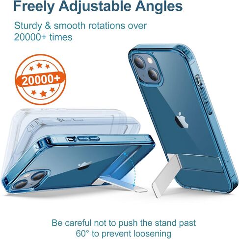 حافظة JETech بمسند لهاتف iPhone 13 Mini، مقاس 5.4 بوصة، تدعم الشحن اللاسلكي، غطاء هاتف نحيف مقاوم للصدمات، حامل معدني ثلاثي الاتجاهات (شفاف) in Kuwait