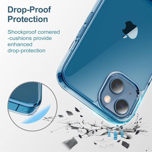 حافظة JETech بمسند لهاتف iPhone 13 Mini، مقاس 5.4 بوصة، تدعم الشحن اللاسلكي، غطاء هاتف نحيف مقاوم للصدمات، حامل معدني ثلاثي الاتجاهات (شفاف) in Kuwait