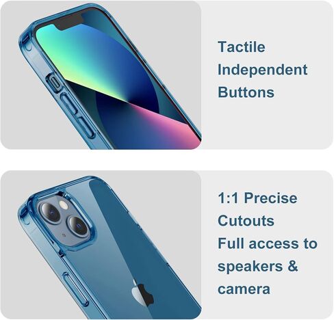 حافظة JETech بمسند لهاتف iPhone 13 Mini، مقاس 5.4 بوصة، تدعم الشحن اللاسلكي، غطاء هاتف نحيف مقاوم للصدمات، حامل معدني ثلاثي الاتجاهات (شفاف) in Kuwait