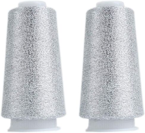 Truevalue 2 Balls Accessory Lurex Yarn, Shining Glitter Metallic Knitting-in Yarn, Sparkle Thread for Knitting and Crochet Sweater Shawl 5000 Yards (Silver Glitter) in Saudi Arabia