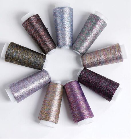 Truevalue 2 Balls Accessory Lurex Yarn, Shining Glitter Metallic Knitting-in Yarn, Sparkle Thread for Knitting and Crochet Sweater Shawl 5000 Yards (Silver Glitter) in Saudi Arabia