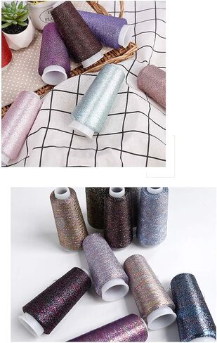 Truevalue 2 Balls Accessory Lurex Yarn, Shining Glitter Metallic Knitting-in Yarn, Sparkle Thread for Knitting and Crochet Sweater Shawl 5000 Yards (Silver Glitter) in Saudi Arabia