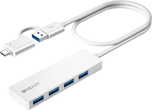 موزع USB BYEASY، موزع USB 3.1 C إلى USB 3.0 مع 4 منافذ وكابل ممتد بطول 2 قدم، موزع USB محمول رفيع للغاية لأجهزة MacBook، Mac Pro/Mini، iMac، Ps4، PS5، Surface Pro، محرك فلاش، Samsung (أسود) in Kuwait
