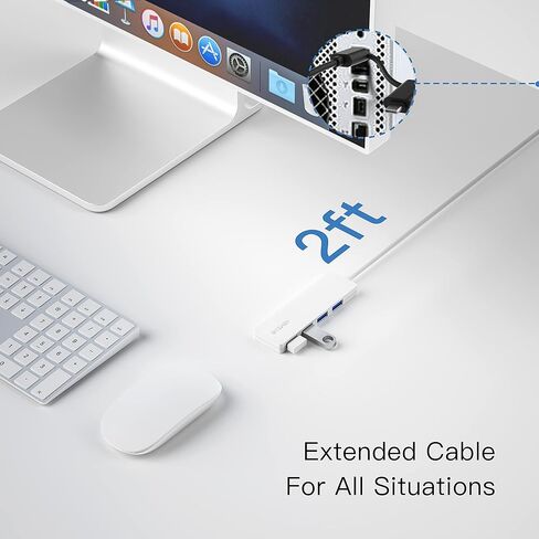 موزع USB BYEASY، موزع USB 3.1 C إلى USB 3.0 مع 4 منافذ وكابل ممتد بطول 2 قدم، موزع USB محمول رفيع للغاية لأجهزة MacBook، Mac Pro/Mini، iMac، Ps4، PS5، Surface Pro، محرك فلاش، Samsung (أسود) in Kuwait