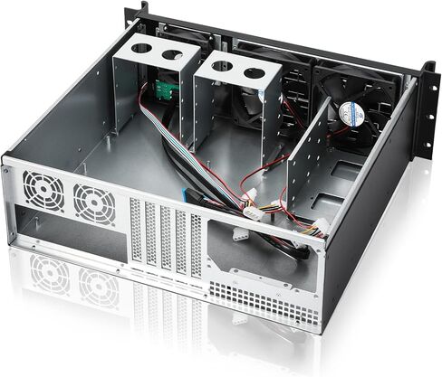 RackChoice Micro ATX 3U Rackmount Server Chassis max11x3.5 Bay,with 2x120mm+80mm Fan infront, Support Standard ATX PSU with Either Top or Side Cooling in Kuwait