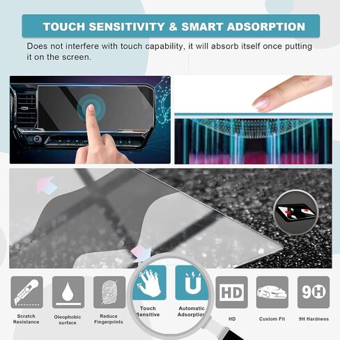 CDEFG 2Pcs for 2026 GMC Sierra Screen Protector Tempered Glass | for 2026 GMC Sierra 1500 2500HD 3500HD Accessories 13.4" Navi & 12.3" Instrument Screen Cover HD Clear in Kuwait