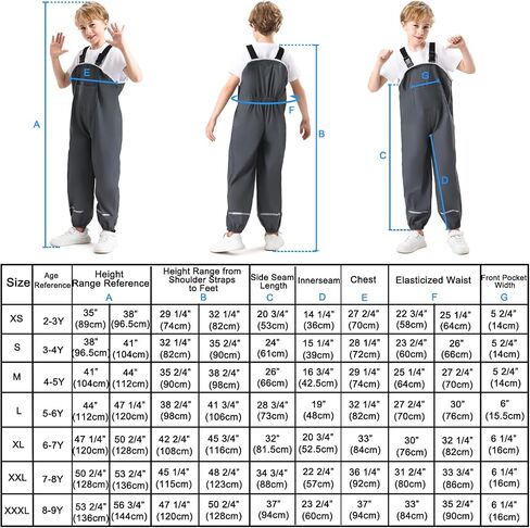 Kids Waterproof Rain Pants Dirty Proof Suspender Trousers for Boys and Girls in Saudi Arabia