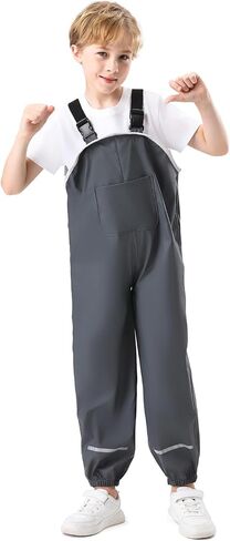 Kids Waterproof Rain Pants Dirty Proof Suspender Trousers for Boys and Girls in Saudi Arabia