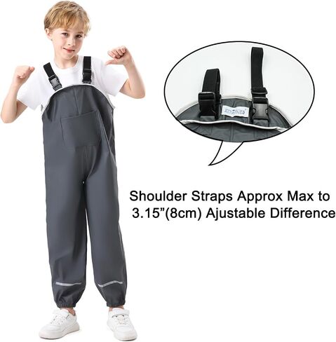 Kids Waterproof Rain Pants Dirty Proof Suspender Trousers for Boys and Girls in Saudi Arabia