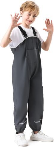 Kids Waterproof Rain Pants Dirty Proof Suspender Trousers for Boys and Girls in Saudi Arabia
