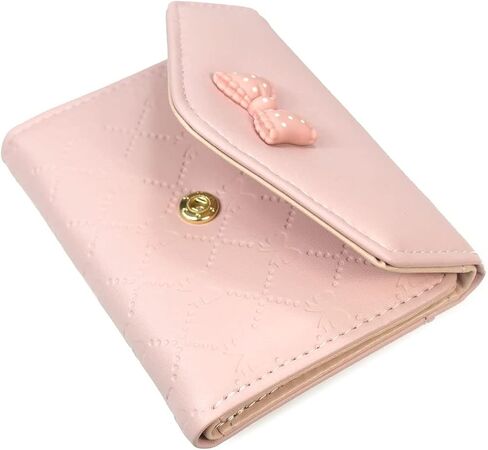 SUMGOGO محفظة نسائية للفتيات لطيف Bowknot محفظة ثلاثية الطي محفظة جلدية صغيرة نحيفة محفظة قصيرة حامل بطاقة النقدية حقيبة (أسود) in Kuwait