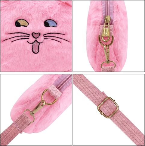 Amamcy لطيف القط Crossbody محفظة الوردي الصغيرة رقيق حقيبة كتف الحيوان أفخم حقيبة ساعي Kawaii محفظة للنساء in Kuwait
