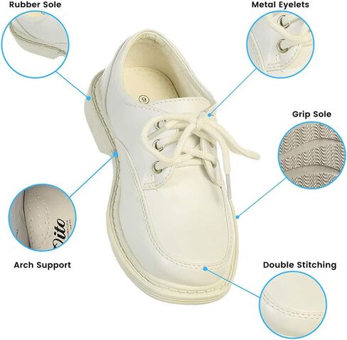 Lito Children's Wear Boys Dress Shoe - Lace Up Communion - Wedding, Graduation, Formal Matte Shoe in Kuwait