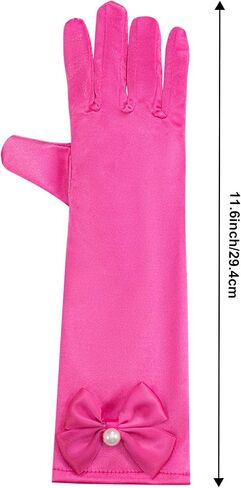 Zhanmai 9 Pairs Girls Satin Gloves Bowknot Gloves Princess Gloves for Kids Party, Wedding, Formal Pageant, Ages 3T to 8 Years, Color 3, Small in Saudi Arabia