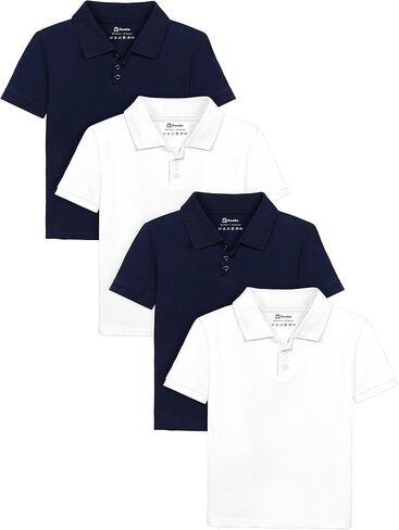 Poroka 4 Pack Boys Children's Cotton Short Sleeve Polo Shirts Solid Boys School Uniform Polo Short Sleeve in Saudi Arabia