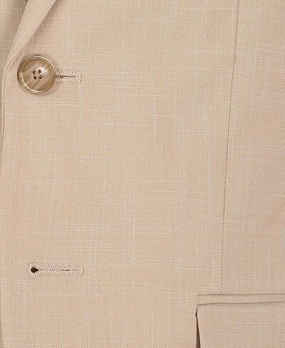 Calvin Klein Boys' Blazer Suit Jacket, 2-button Single Breasted Closure, Buttoned Cuffs & Front Flap Pockets, Khaki Sharkskin, 16 in Saudi Arabia
