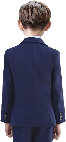 سترة SaiLiiny للأولاد معطف بزر واحد سترة زرقاء بدلة للأطفال بدلات ضيقة مع سترة رسمية طية صدر السترة in Kuwait