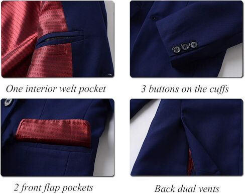 سترة SaiLiiny للأولاد معطف بزر واحد سترة زرقاء بدلة للأطفال بدلات ضيقة مع سترة رسمية طية صدر السترة in Kuwait