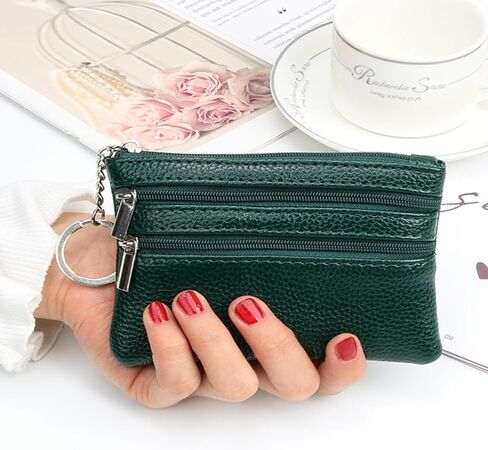 MAXALLEY Three Zippered Wristlet Wallet Purses for Women, Multi Pocket Clutch Purse for Card Holder Organizer(Green) in Saudi Arabia