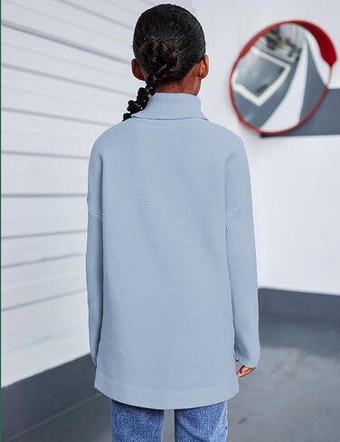 Arshiner Girls Sweaters Turtleneck Kids Tunic Long Sleeve Knit Chunky Pullover Jumper Tops in Saudi Arabia