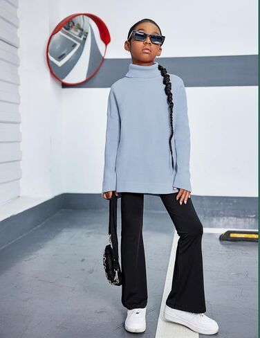 Arshiner Girls Sweaters Turtleneck Kids Tunic Long Sleeve Knit Chunky Pullover Jumper Tops in Saudi Arabia
