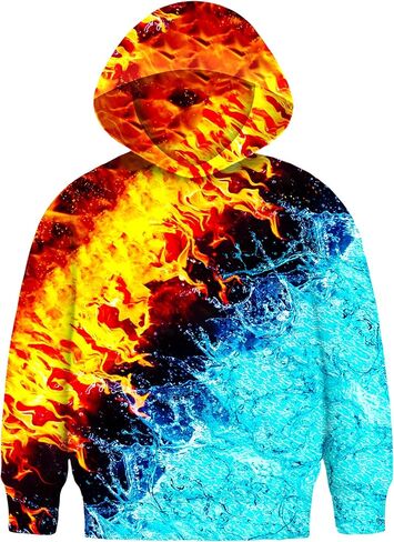 Asylvain Graphic Hoodies for Boys Girls 3D Print Novelty Colorful Cool Kids Sweatshirts Size 6-15 Years in Saudi Arabia