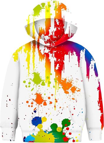 Asylvain Graphic Hoodies for Boys Girls 3D Print Novelty Colorful Cool Kids Sweatshirts Size 6-15 Years in Saudi Arabia
