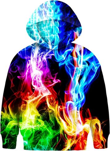 Asylvain Graphic Hoodies for Boys Girls 3D Print Novelty Colorful Cool Kids Sweatshirts Size 6-15 Years in Saudi Arabia