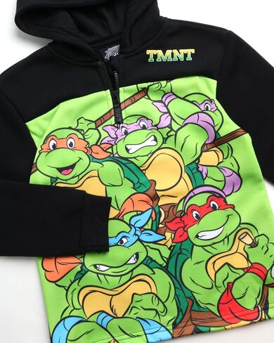 سويت شيرت للأولاد من Teenage Mutant Ninja Turtles - سويت شيرت بغطاء رأس من الصوف بسحاب 1/4 - سويت شيرت TMNT للأولاد (2T-16) in Kuwait