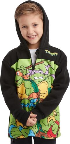 سويت شيرت للأولاد من Teenage Mutant Ninja Turtles - سويت شيرت بغطاء رأس من الصوف بسحاب 1/4 - سويت شيرت TMNT للأولاد (2T-16) in Kuwait