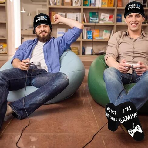 Novelty Gamer Socks Beanie Winter Hat Baseball Cap, Funny Gamer Gifts Stocking Stuffers for Teens Boys Men Teenagers Dad Men Black in Kuwait