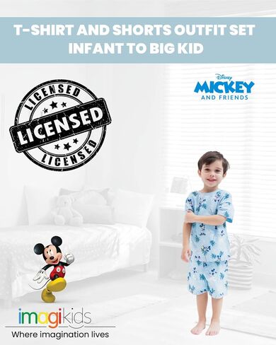 Disney Mickey Mouse Lion King Toy Story Cars French Terry T-Shirt & Shorts Set Infant to Big Kid Sizes (12 Months - 10-12) in Saudi Arabia
