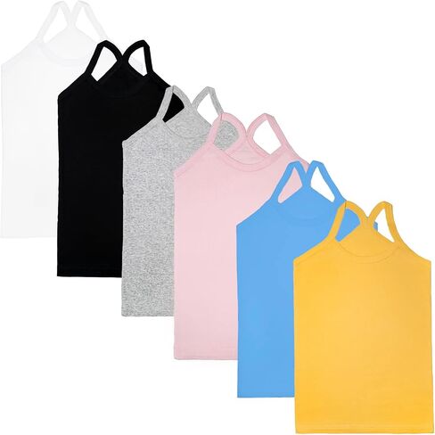 Phedrew Girls Dance Tank Tops قطن كامي تانك سكوب الرقبة قمصان داخلية 6-Pack in Kuwait