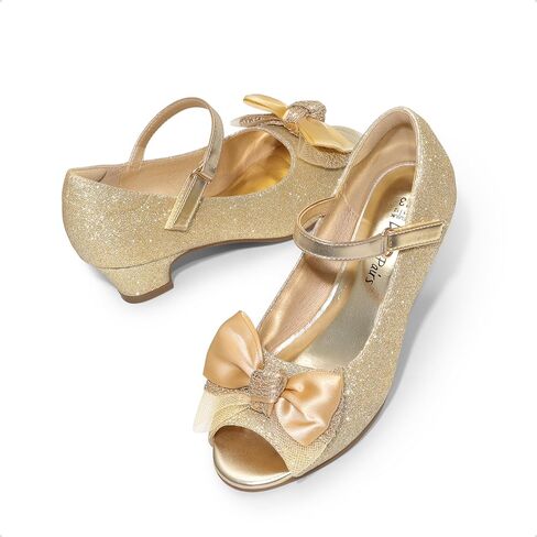 DREAM PAIRS Girls Heels Dress Shoes Party Wedding Bow Flower Flats Princess Sandals for Little Kid/Big Kid in Kuwait