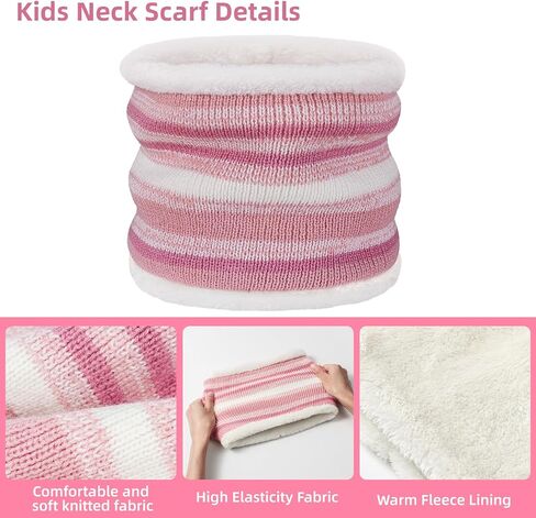 Kids Winter Hat Gloves Scarf Set: Girls Boys Beanie Hats Gloves Knit Set with Thick Warm Fleece Lined For Ages 6-10 Children in Saudi Arabia