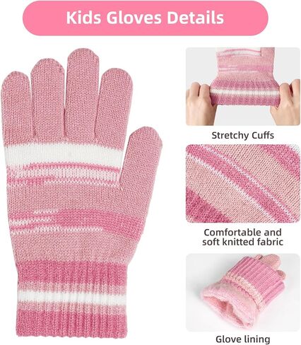 Kids Winter Hat Gloves Scarf Set: Girls Boys Beanie Hats Gloves Knit Set with Thick Warm Fleece Lined For Ages 6-10 Children in Saudi Arabia