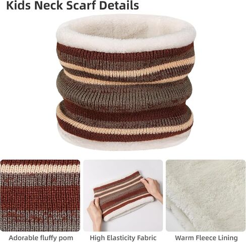 Kids Winter Hat Gloves Scarf Set: Girls Boys Beanie Hats Gloves Knit Set with Thick Warm Fleece Lined For Ages 6-10 Children in Saudi Arabia