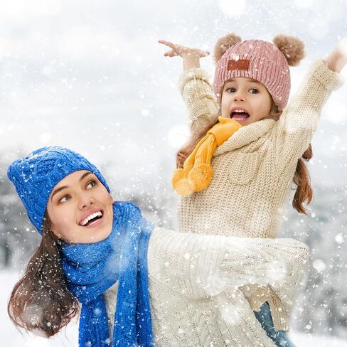 Fuyamp 4 Pcs Kids Winter Hat Scarf Gloves Socks Set,Knitted Beanie Hat,Thick Fleece Lined Scarf,Snow Gloves,Coral Fleece Socks,Toddler Winter Soft Warmer Set for Girls 1-10 Years in Kuwait