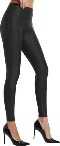 Kunifoy Womens Stretchy Faux Leather Leggings Sexy High Waisted Tights Black in Kuwait