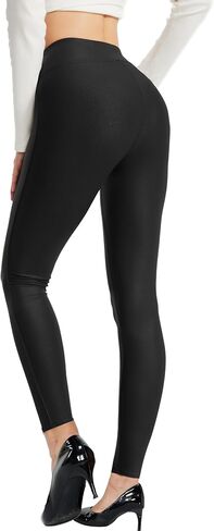 Kunifoy Womens Stretchy Faux Leather Leggings Sexy High Waisted Tights Black in Kuwait