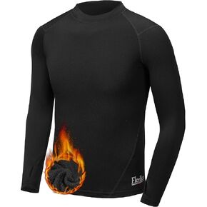 Youth Boys & Girls Compression Thermal Shirt Kids Fleece Undershirt Long Sleeve Mock Neck Top Cold Baseball Soccer Gear