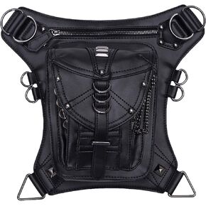 حقيبة جلد PU Fanny حقيبة متعددة الأغراض التكتيكية على الساق حقيبة يد Steampunk Retro دراجة نارية حقيبة سيدة عتيقة على الكتف والخصر والأرجل والفخذ in Kuwait