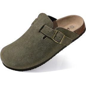 KIDMI Women's Suede Clogs Leather Mules Cork Footbed Sandals Potato Shoes with Arch Support in Kuwait