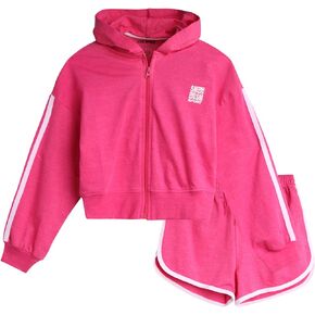Steve Madden Girls' Sweatsuit Set - Fleece Zip Hoodie Sweatshirt and Sweat Shorts - Athleisure Shorts Set for Girls (4-16)