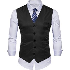 HODZAIW Mens Business Suit Vest Slim Fit Formal Vest Waistcoat