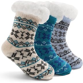 Boys Winter Fuzzy Socks for Kids Boys Warm Fluffy Socks Thick Thermal Floor Socks with Grips for Home 3 Pack in Kuwait