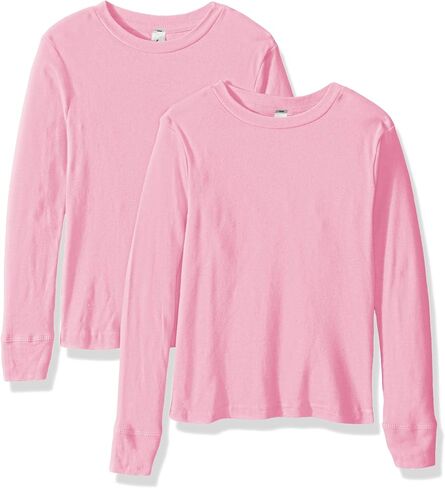 KITU Girls' Big Baby Rib Pajama Top-2 Pack, Pink, 14, Pink, 14 in Saudi Arabia