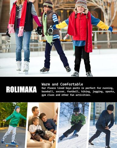 Rolimaka 4 Pcs Boys Sweatpants Soft Fleece Lined Youth Basic Athletic Jogger Pants with Pockets Trousers for Boys in Kuwait